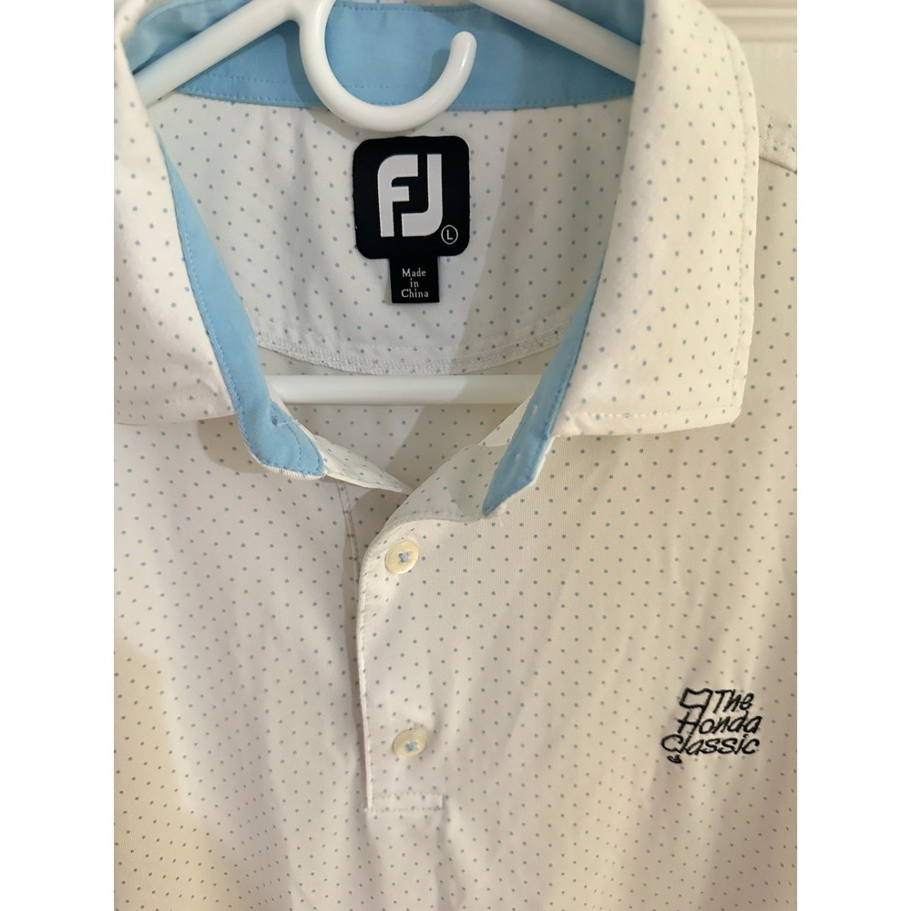 FootJoy‎ Mens L The Honda Classic Golf Polo Shirt Blue White Polka Dot XL